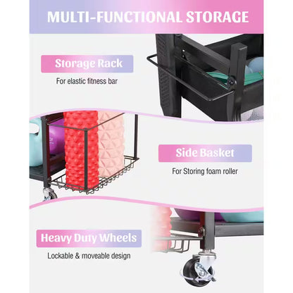 220 Lbs. Yoga Mat Storage Racks Gym Sports Equipment Storage Organizer with Black Finish