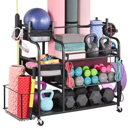 220 Lbs. Yoga Mat Storage Racks Gym Sports Equipment Storage Organizer with Black Finish
